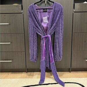Retrofete Purple Mini Robe Dress